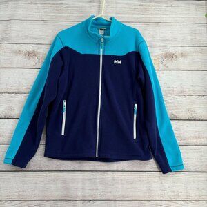 Helly Hansen Full Zip Mock Neck Fleece Jacket Men's Size Large Blue Colorblock